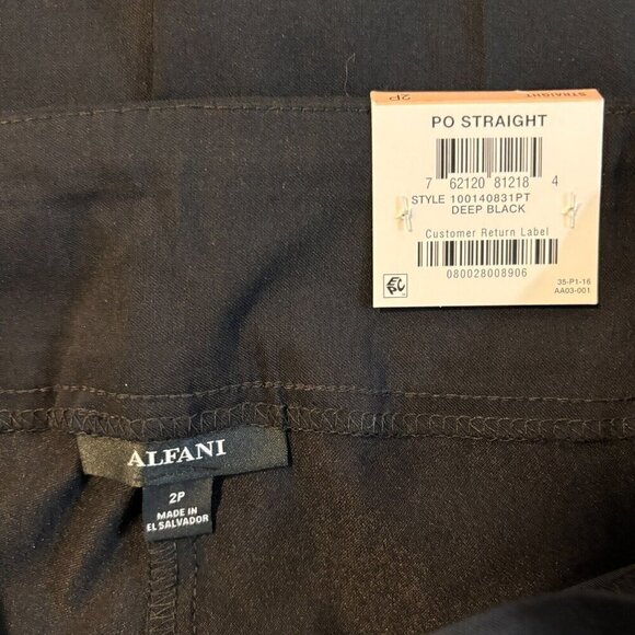 Alfani 2P Tummy-Control Straight Leg Black Pull-On Stretchy Dress Pants NWT - Picture 5 of 5